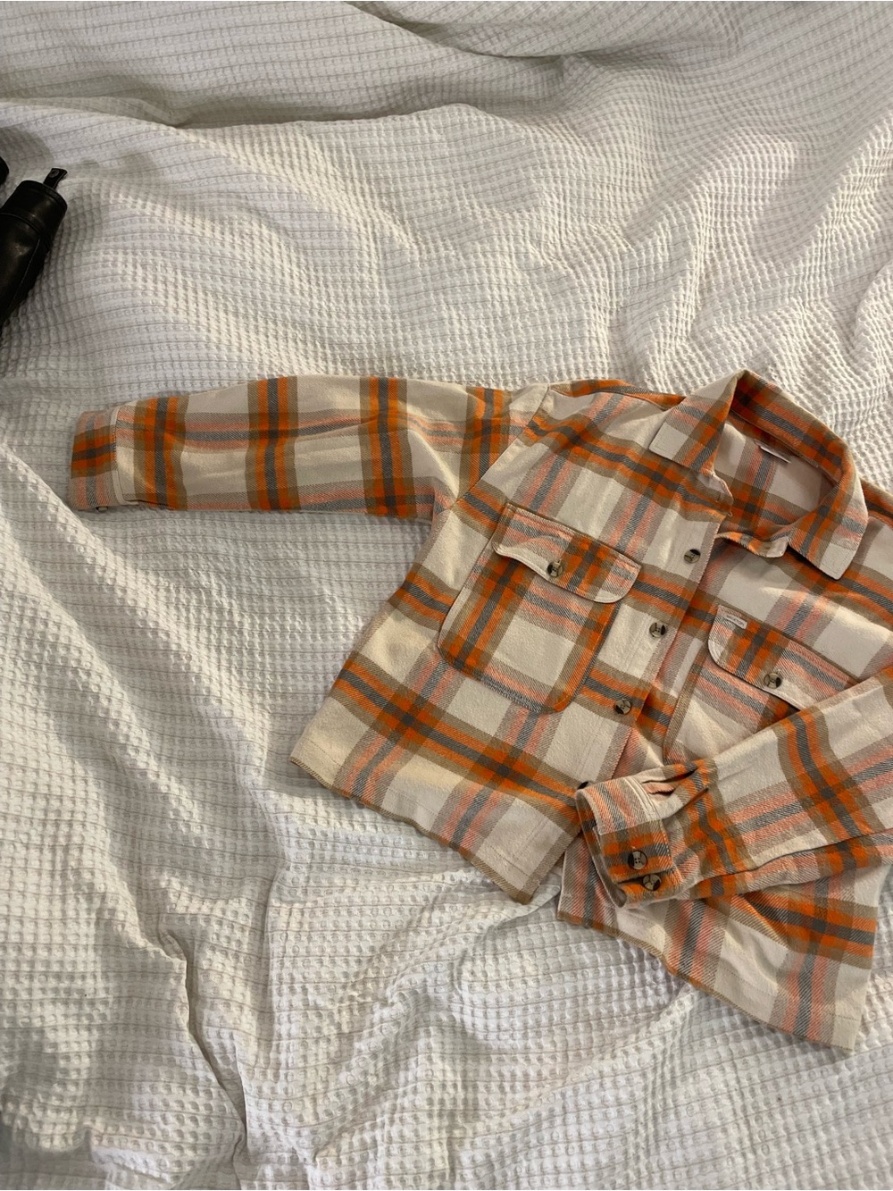 Brixton Cream, Orange & Gray Plaid Overshirt - Picture 2 of 5